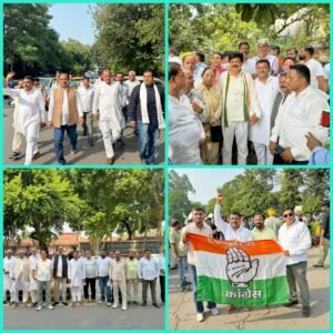 कांग्रेस के दिल्ली चलो अभियान के अंतर्गत महानगर जिलाध्यक्ष के नेतृत्व में पूर्व मेयर सहित कांग्रेसी कार्यकर्ताओं ने किया दिल्ली कूच